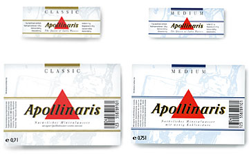 Etikettengestaltung f&uuml;r &raquo;Apollinaris&laquo;