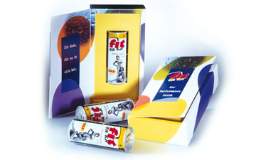 Etikettengestaltung f&uuml;r &raquo;Fit for fun-Drink&laquo;